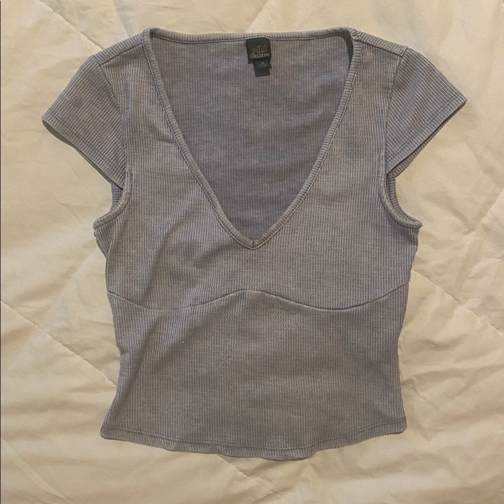 Wild Fable Light Gray Ribbed Top - Picture 1 of 4